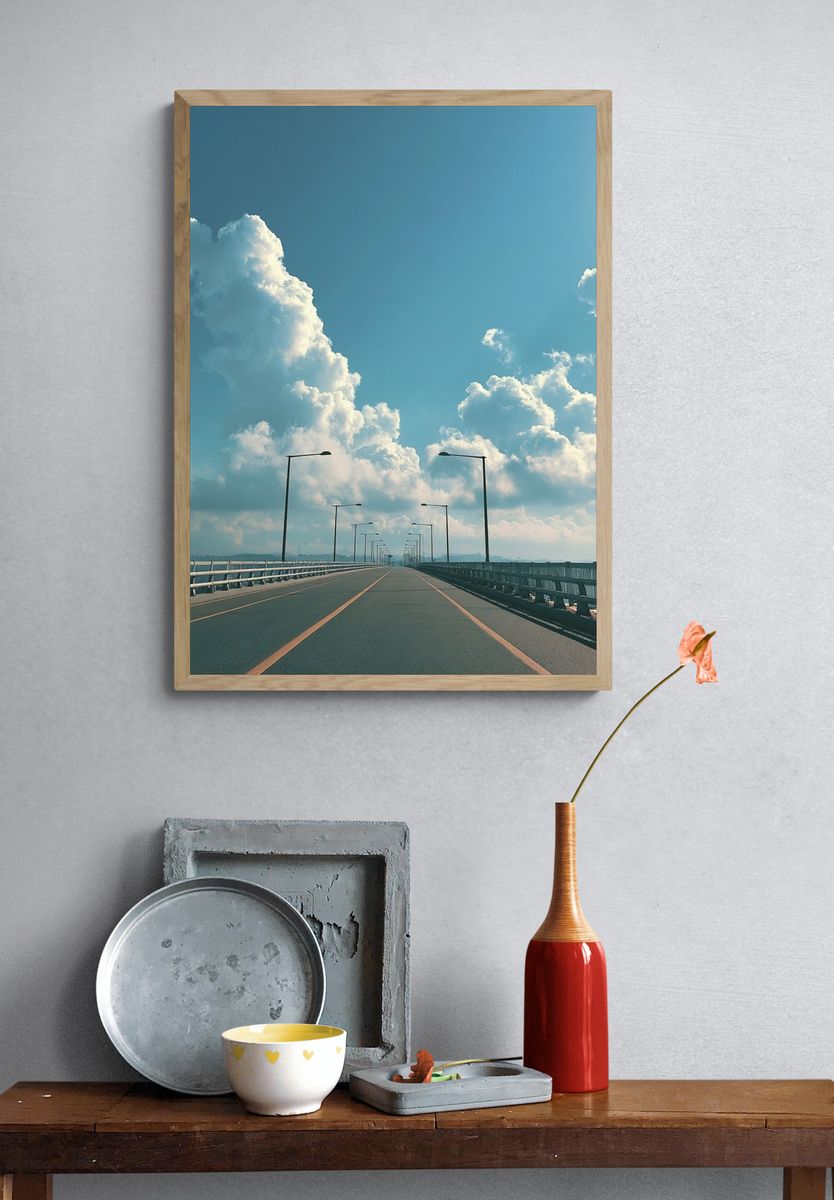 Open Road Bridge Photography Poster. — room view 3
