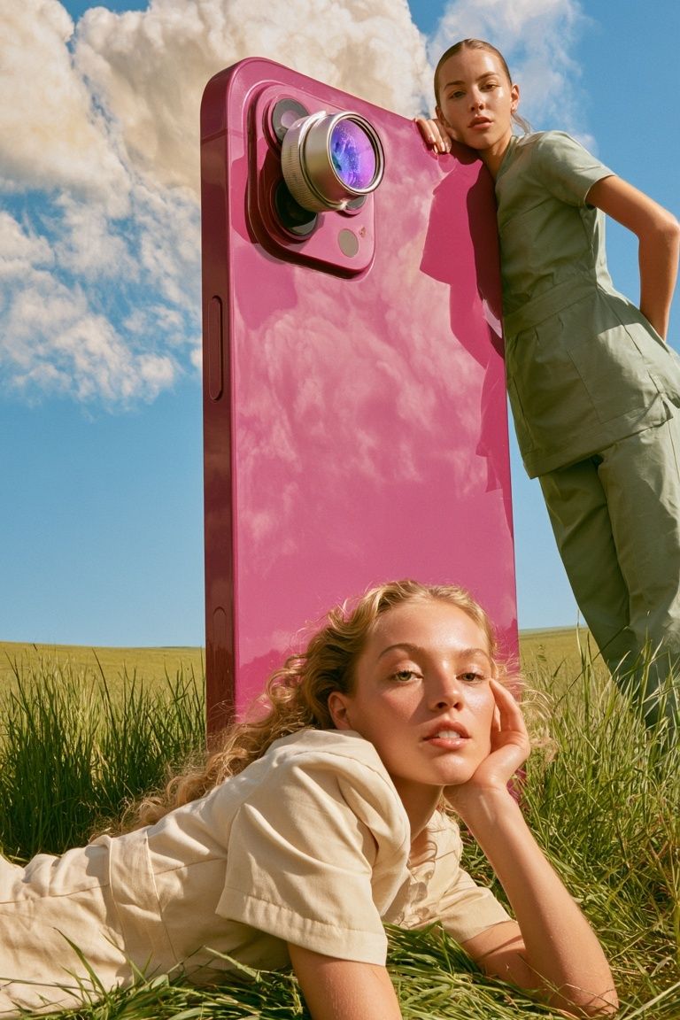 Surreal Pink Camera Portrait Print. poster — photography art