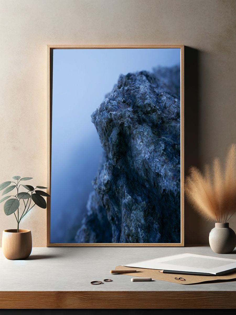 Blue Rock Texture Photography Poster. — room view 2