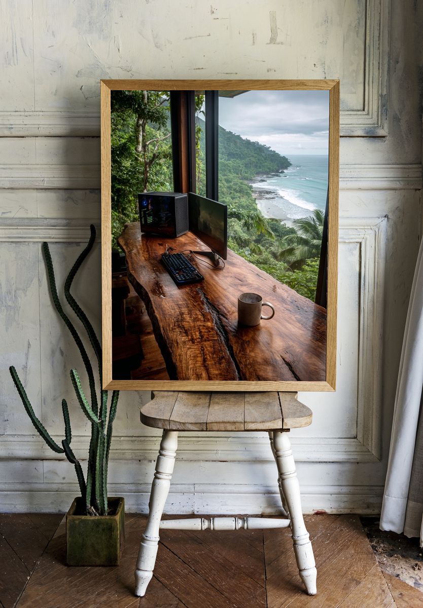 Ocean View Workspace Photography Poster. — room view 1