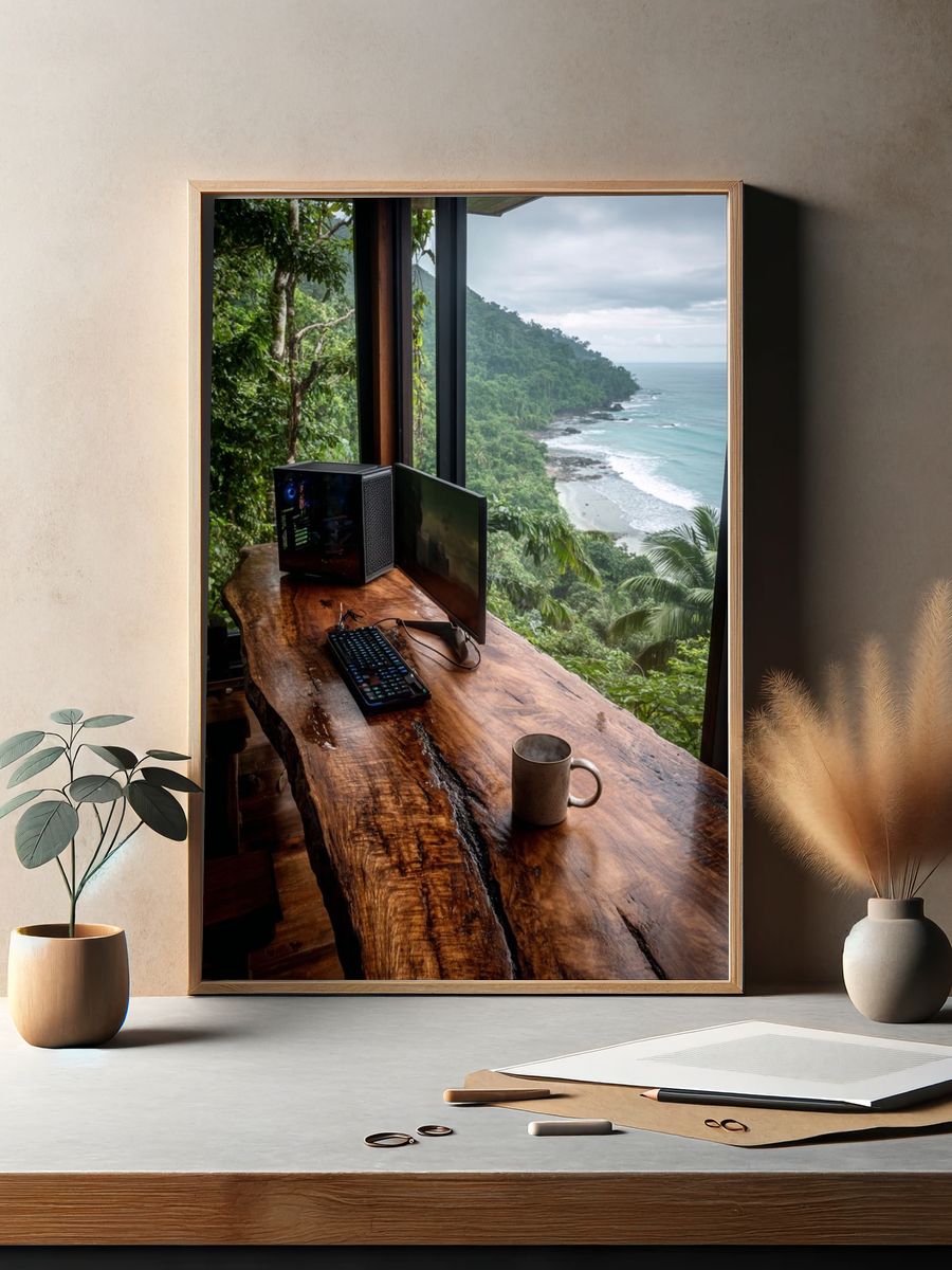 Ocean View Workspace Photography Poster. — room view 2