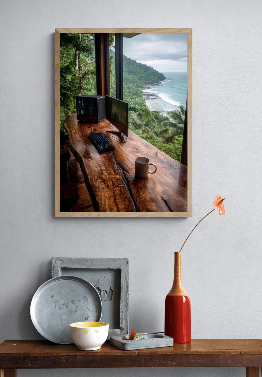 Ocean View Workspace Photography Poster. — room view 3