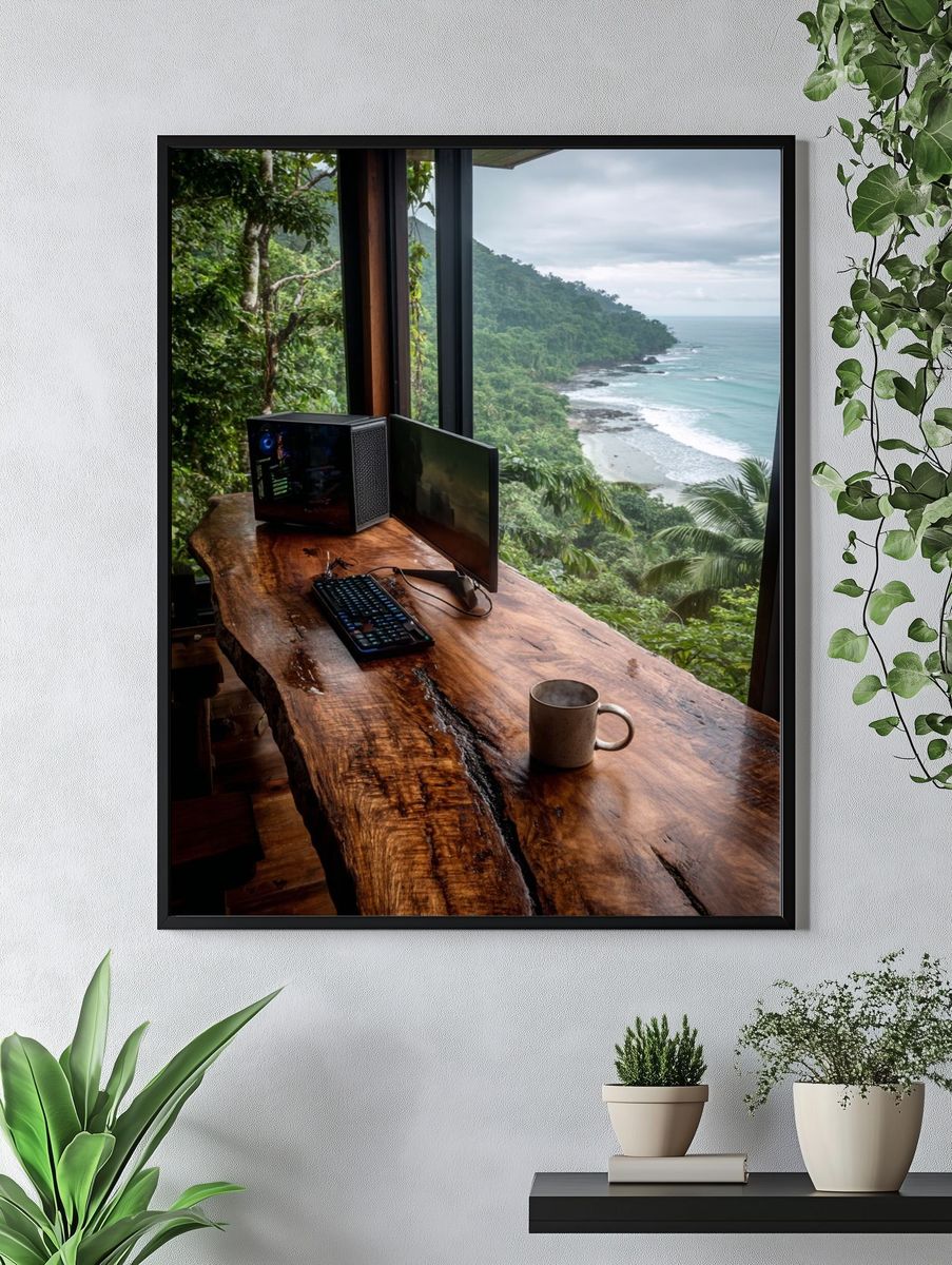 Ocean View Workspace Photography Poster. — room view 4