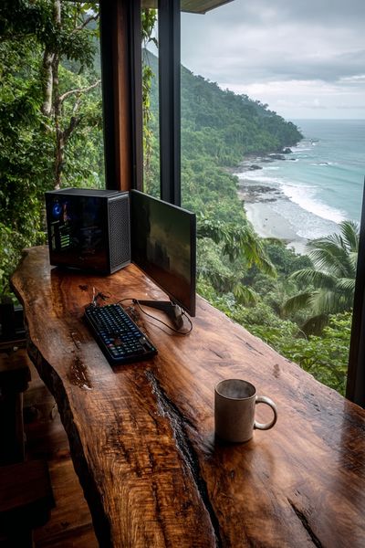 Ocean View Workspace Photography Poster. poster print