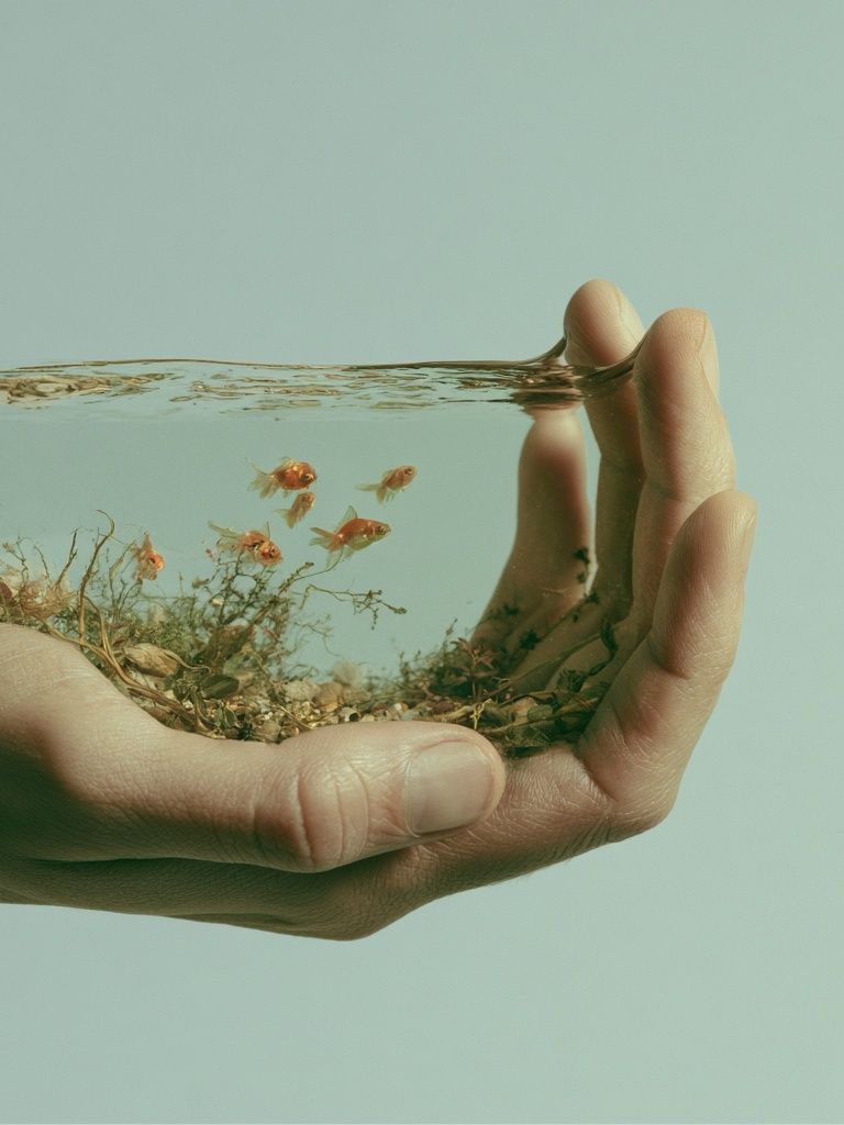 Handheld Aquarium Surrealism Print. poster — photography art