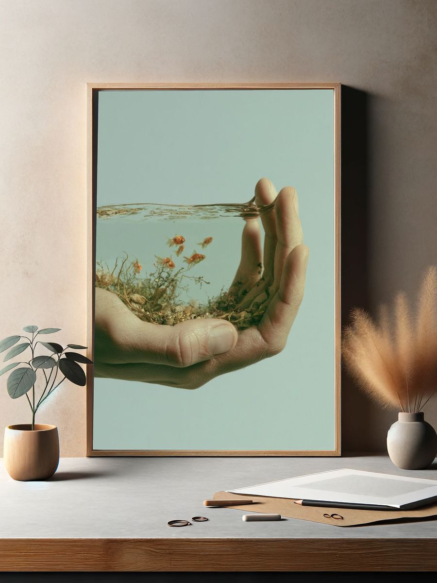 Handheld Aquarium Surrealism Print. — room view 2