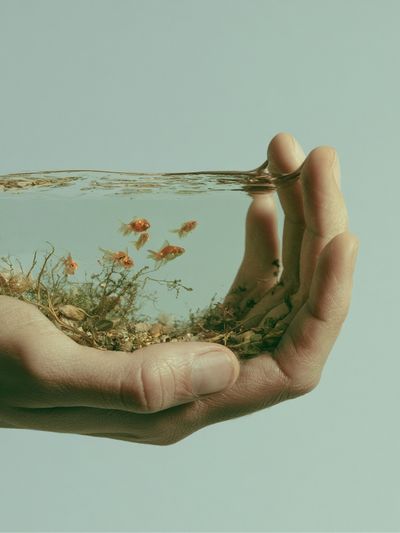 Handheld Aquarium Surrealism Print.