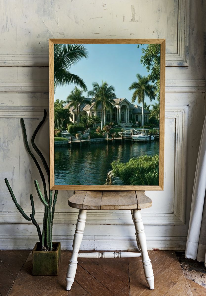 Tropical Waterfront Villa Photography Poster. room preview