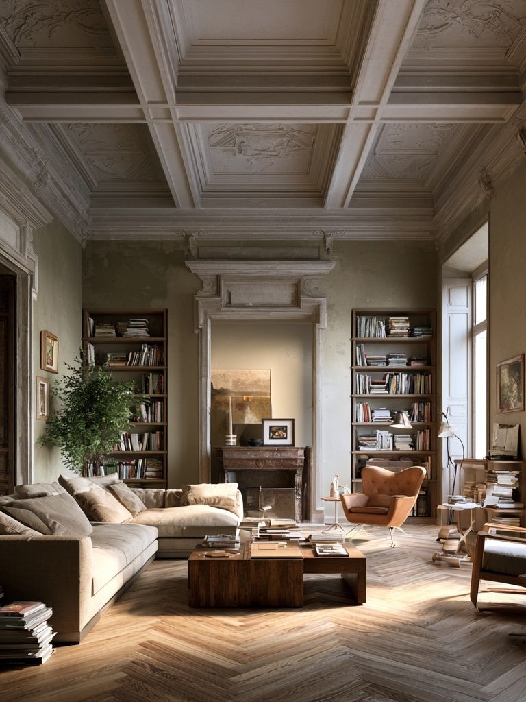 Elegant Parisian Living Room Photography Poster. poster detail