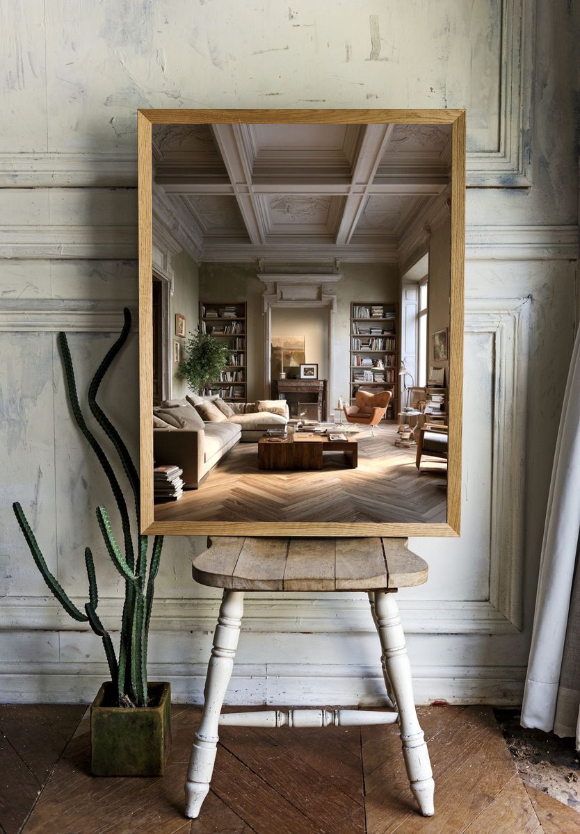 Elegant Parisian Living Room Photography Poster. room preview