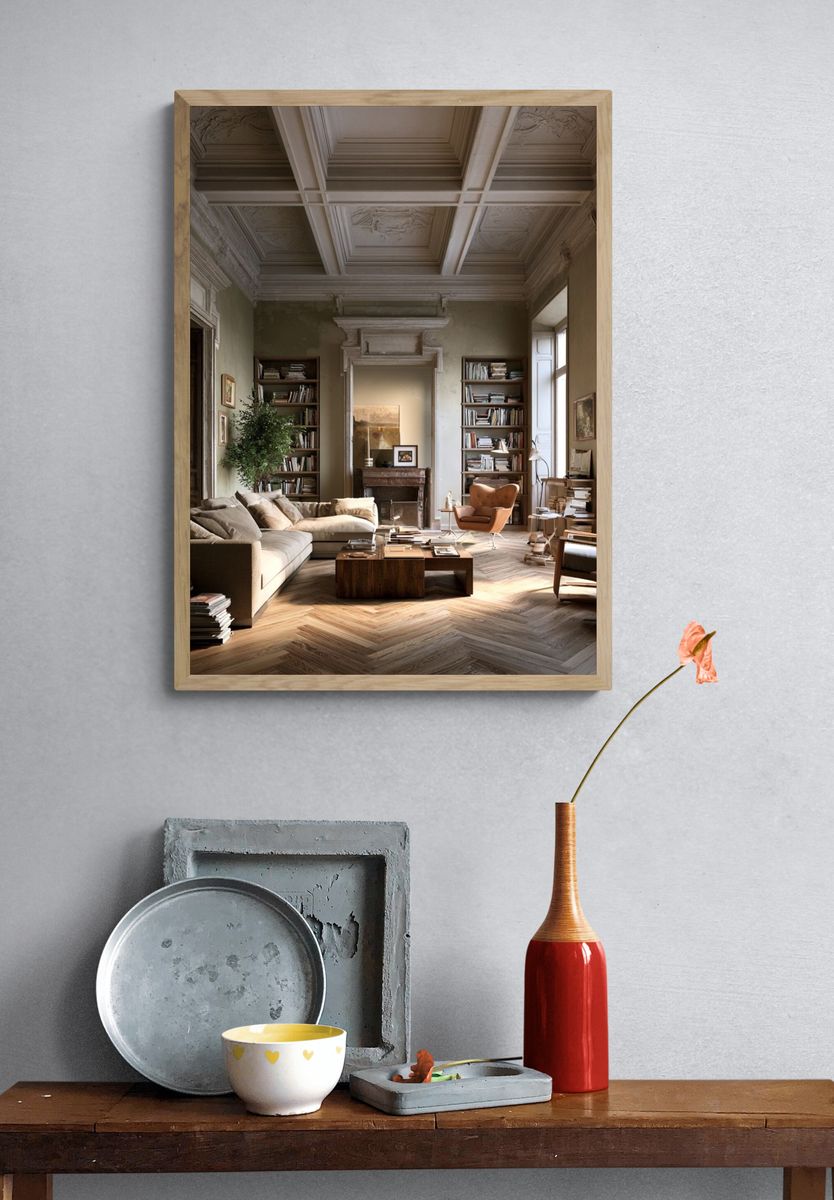 Elegant Parisian Living Room Photography Poster. — room view 3