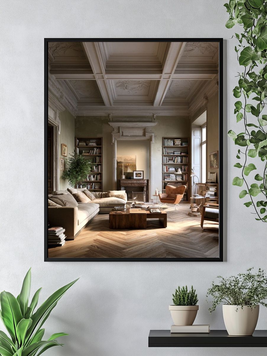 Elegant Parisian Living Room Photography Poster. — room view 4