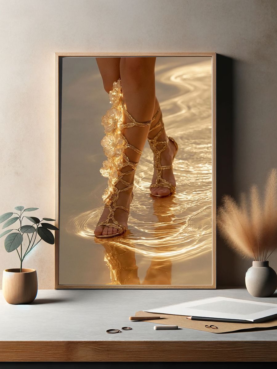 Golden Sandals Photography Poster. — room view 2