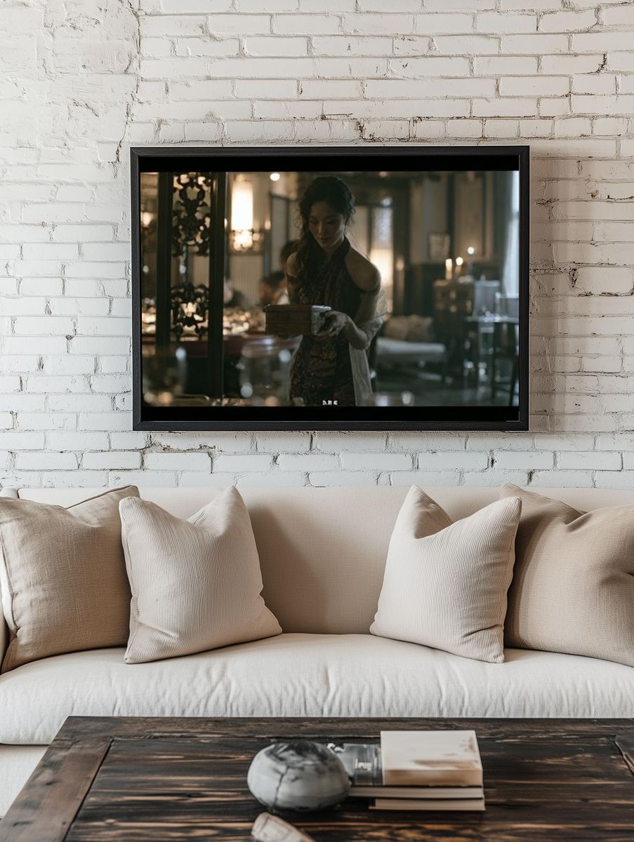 Cinematic Woman in Dim Interior Poster. room preview