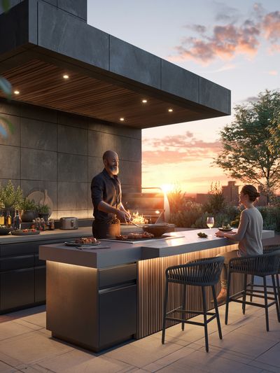 Sunset Rooftop Grill Photography Poster.
