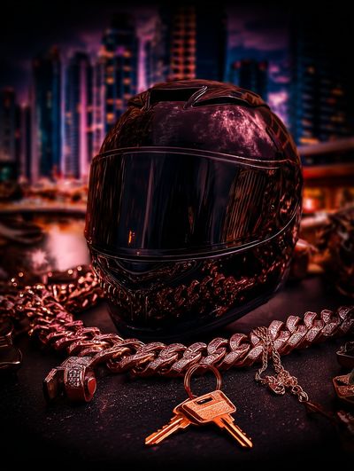 Luxury Helmet Cityscape Photography Poster. poster