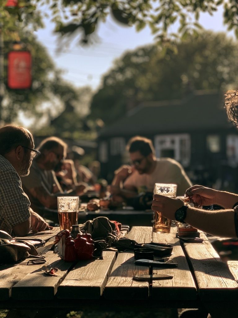 Beer Garden Gathering Photography Poster. poster — photography art