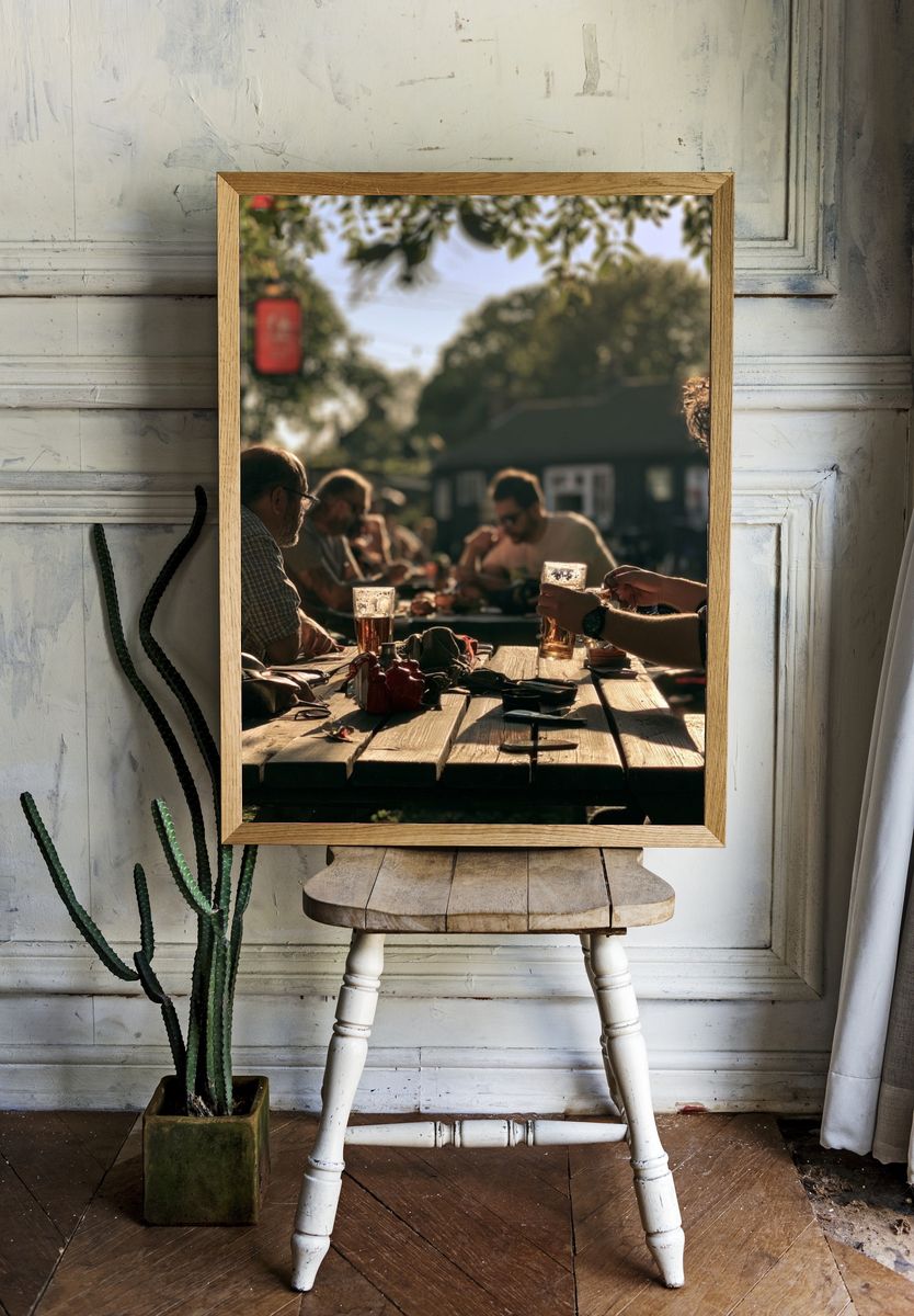 Beer Garden Gathering Photography Poster. — room view 1