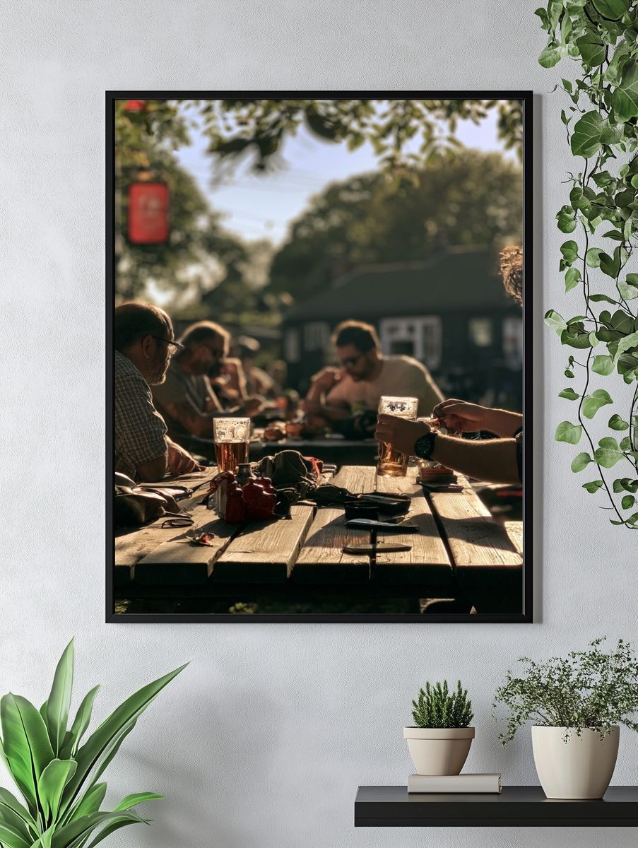 Beer Garden Gathering Photography Poster. — room view 4