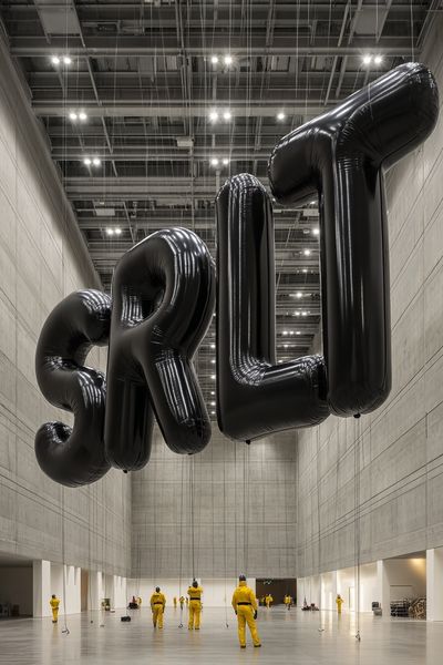 Inflatable Black Letters Photography Poster. poster