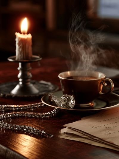 Candlelit Coffee Still Life Poster. poster