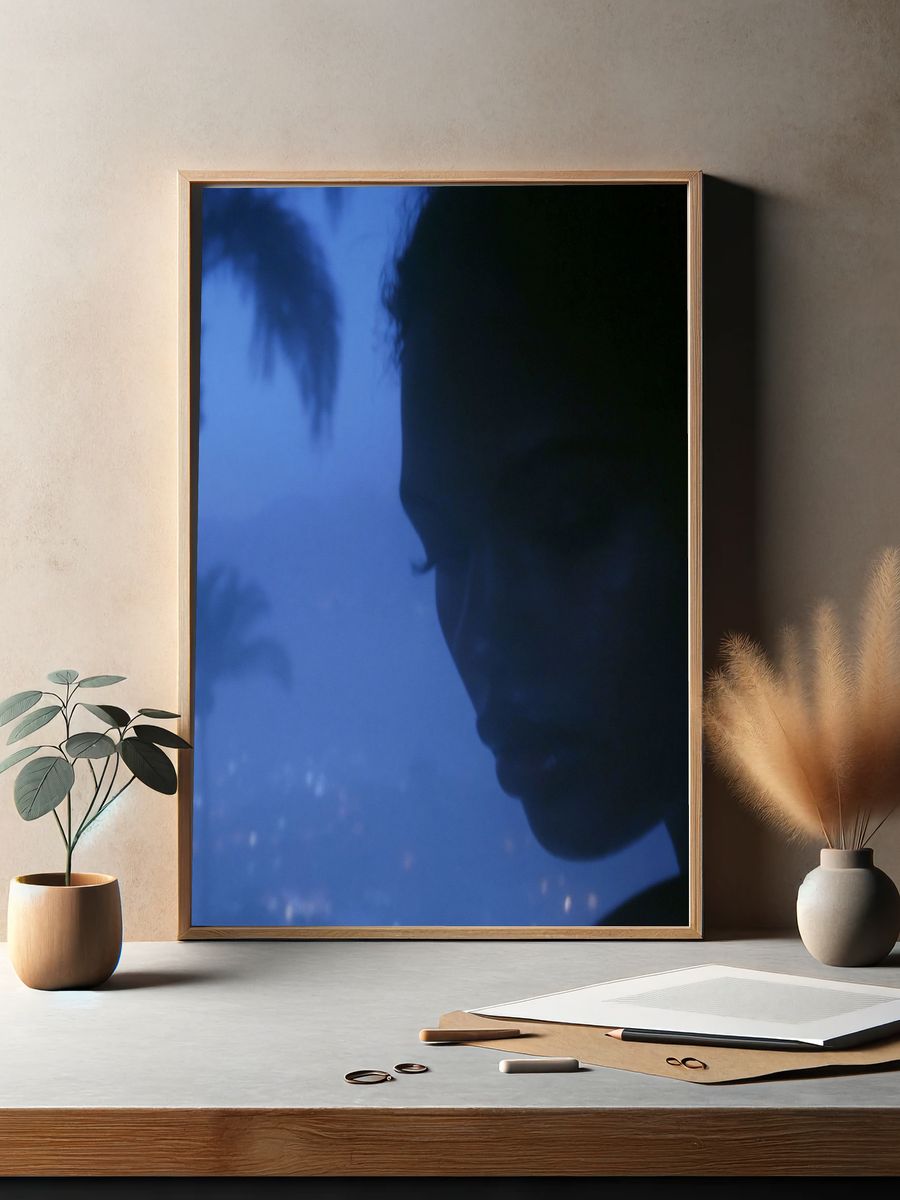 Blue Silhouette Portrait Print. — room view 2
