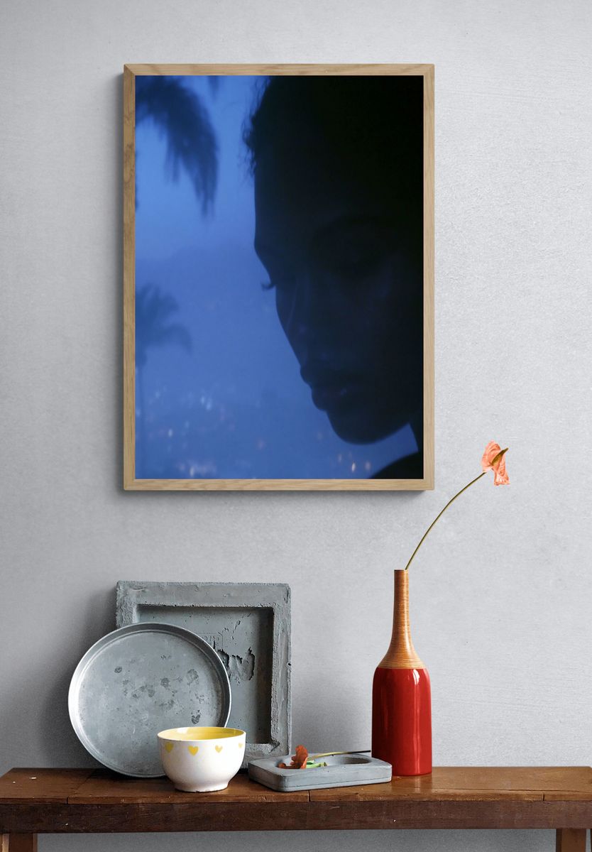 Blue Silhouette Portrait Print. — room view 3