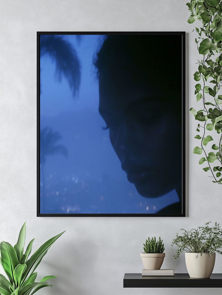 Blue Silhouette Portrait Print. — room view 4