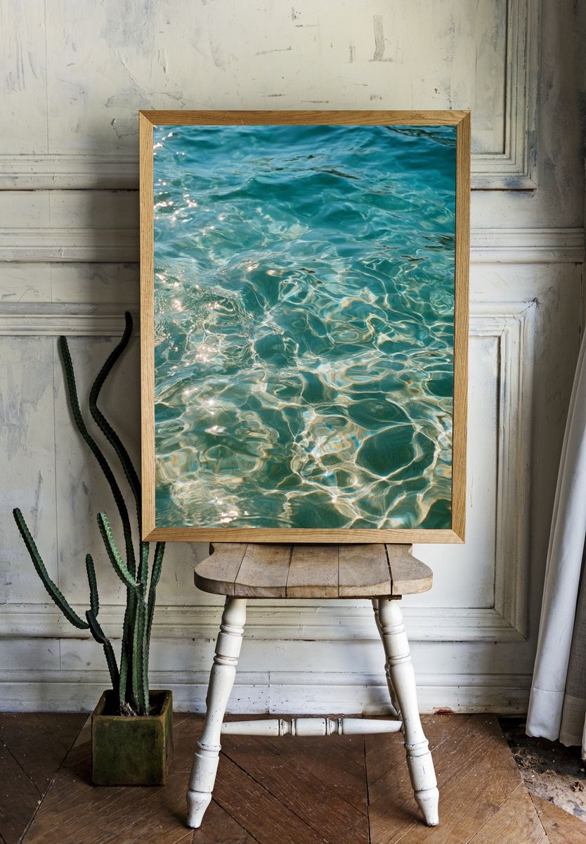 Turquoise Water Ripples Photography Poster. room preview