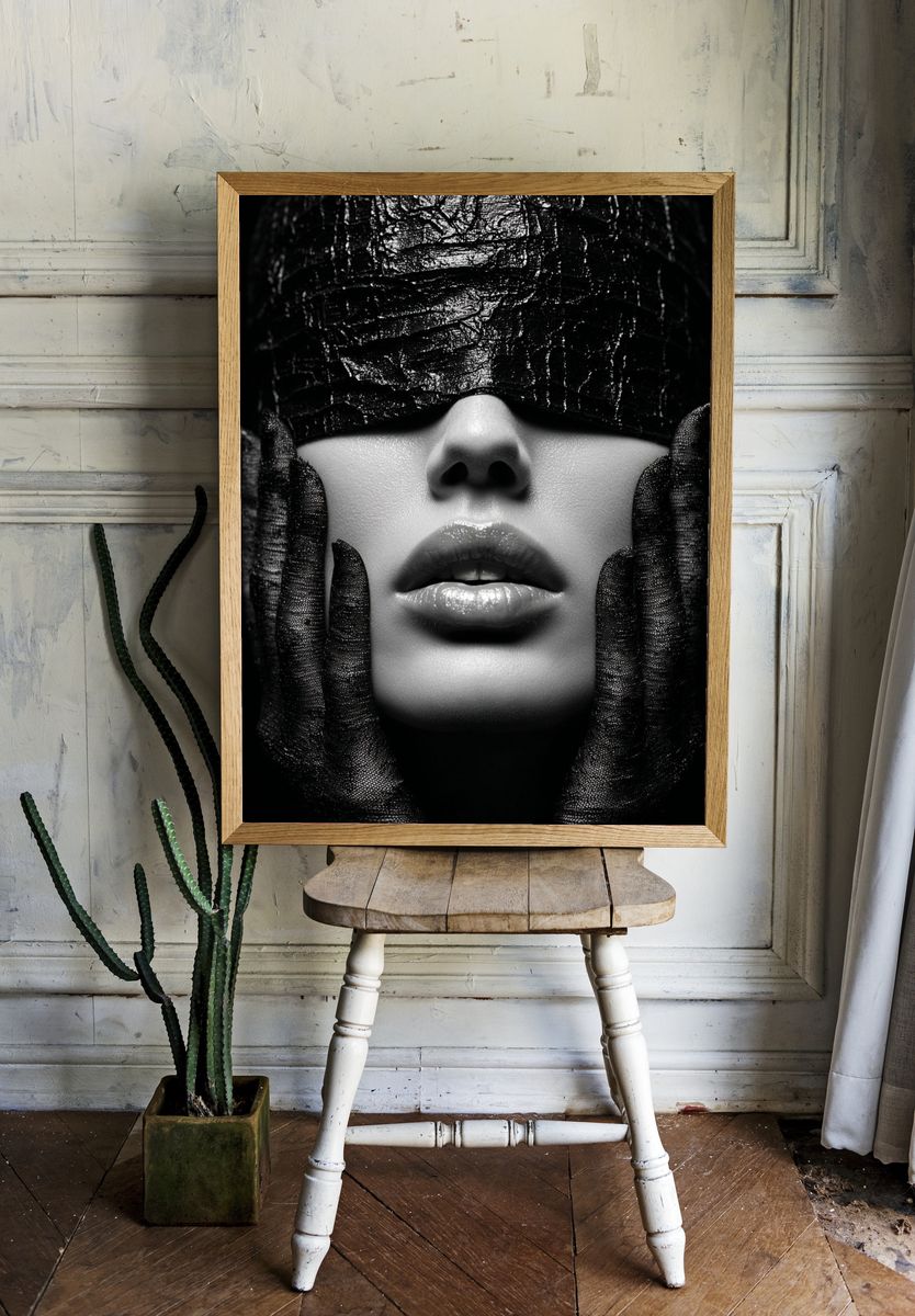 Monochrome Glam Portrait Print. room preview