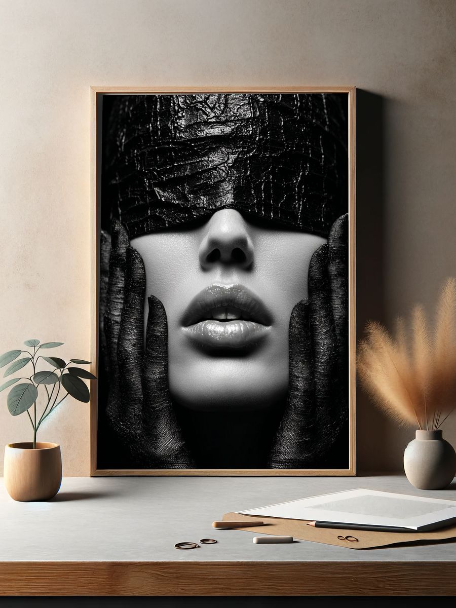 Monochrome Glam Portrait Print. — room view 2
