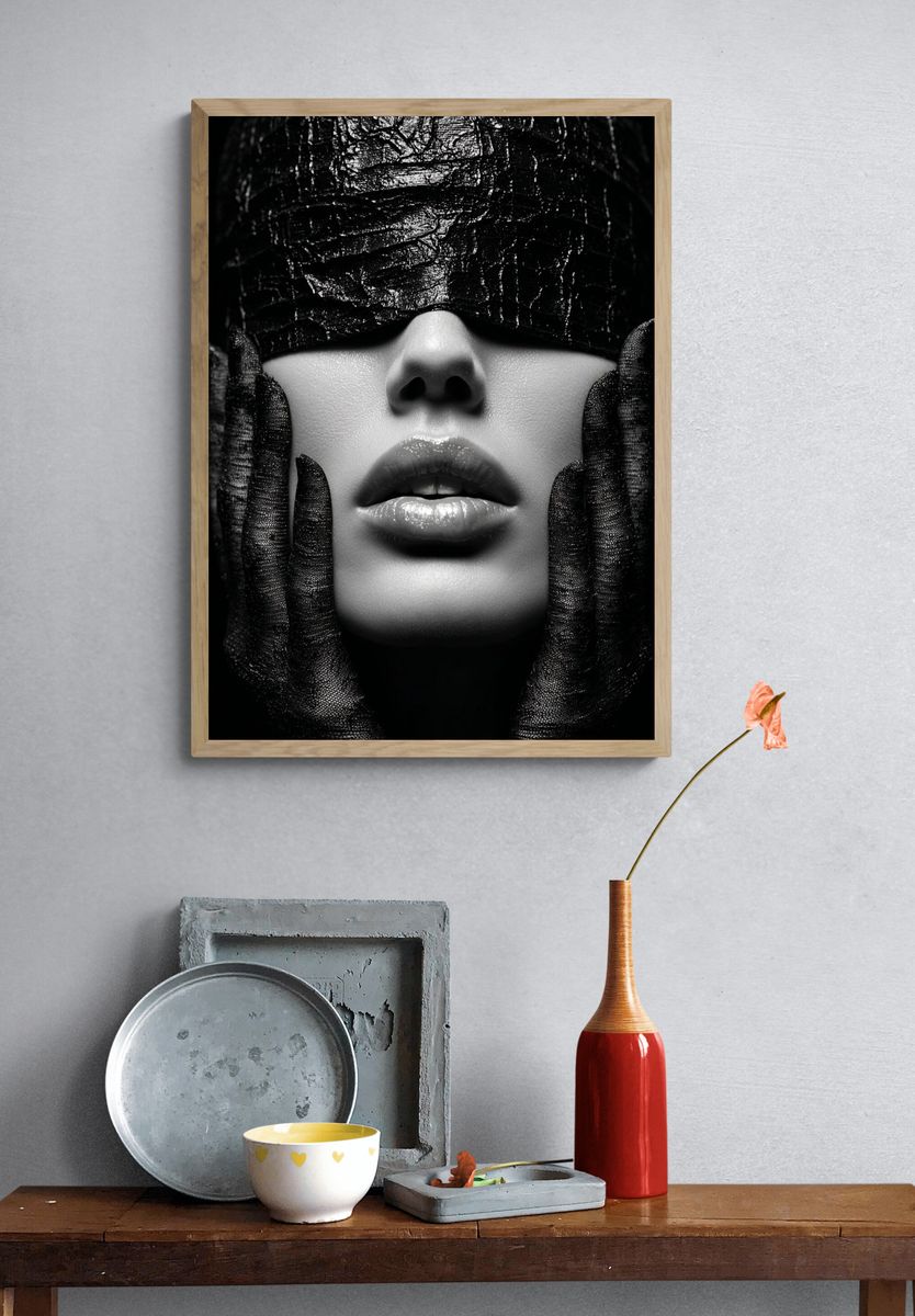 Monochrome Glam Portrait Print. — room view 3