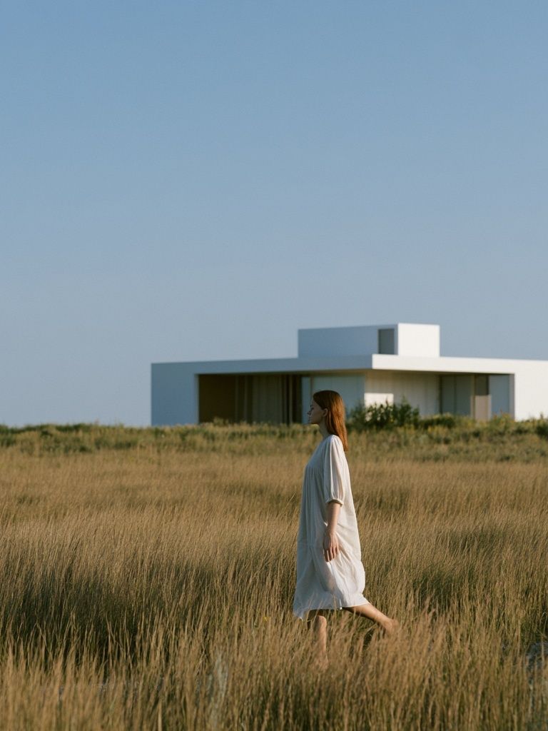 Coastal House in Grassland Photography Poster. poster — photography art