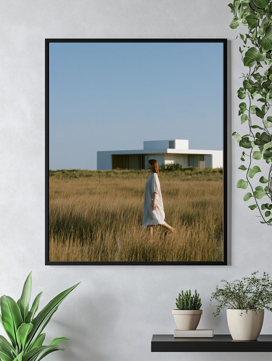 Coastal House in Grassland Photography Poster. — room view 4