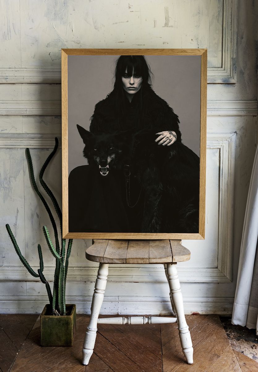 Gothic Wolf Portrait Photography Poster. room preview