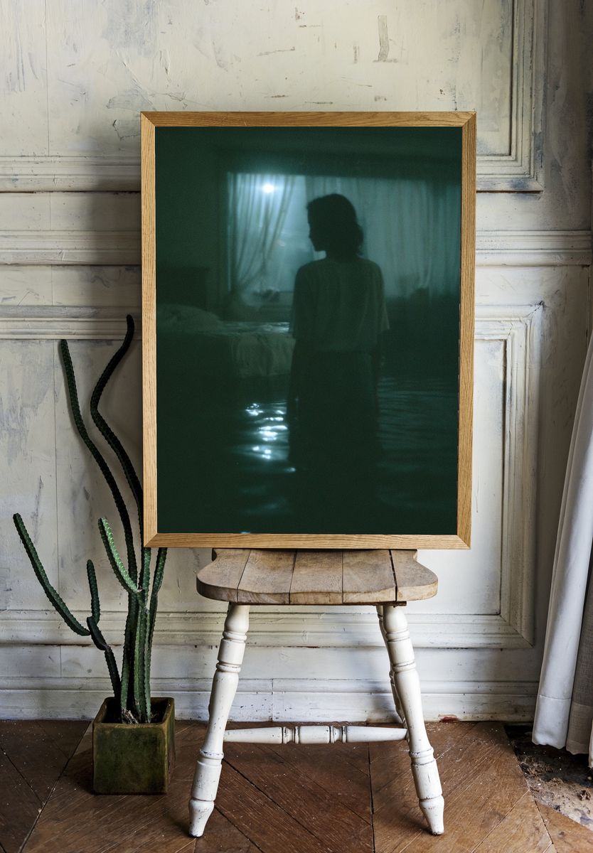 Moody Silhouette Bedroom Poster. room preview