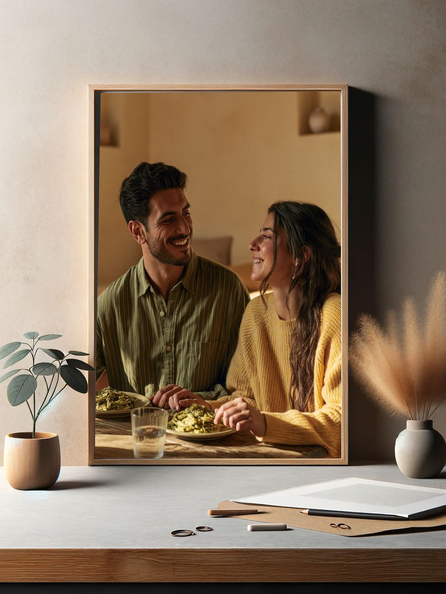 Cozy Dinner Date Photography Poster. — room view 2