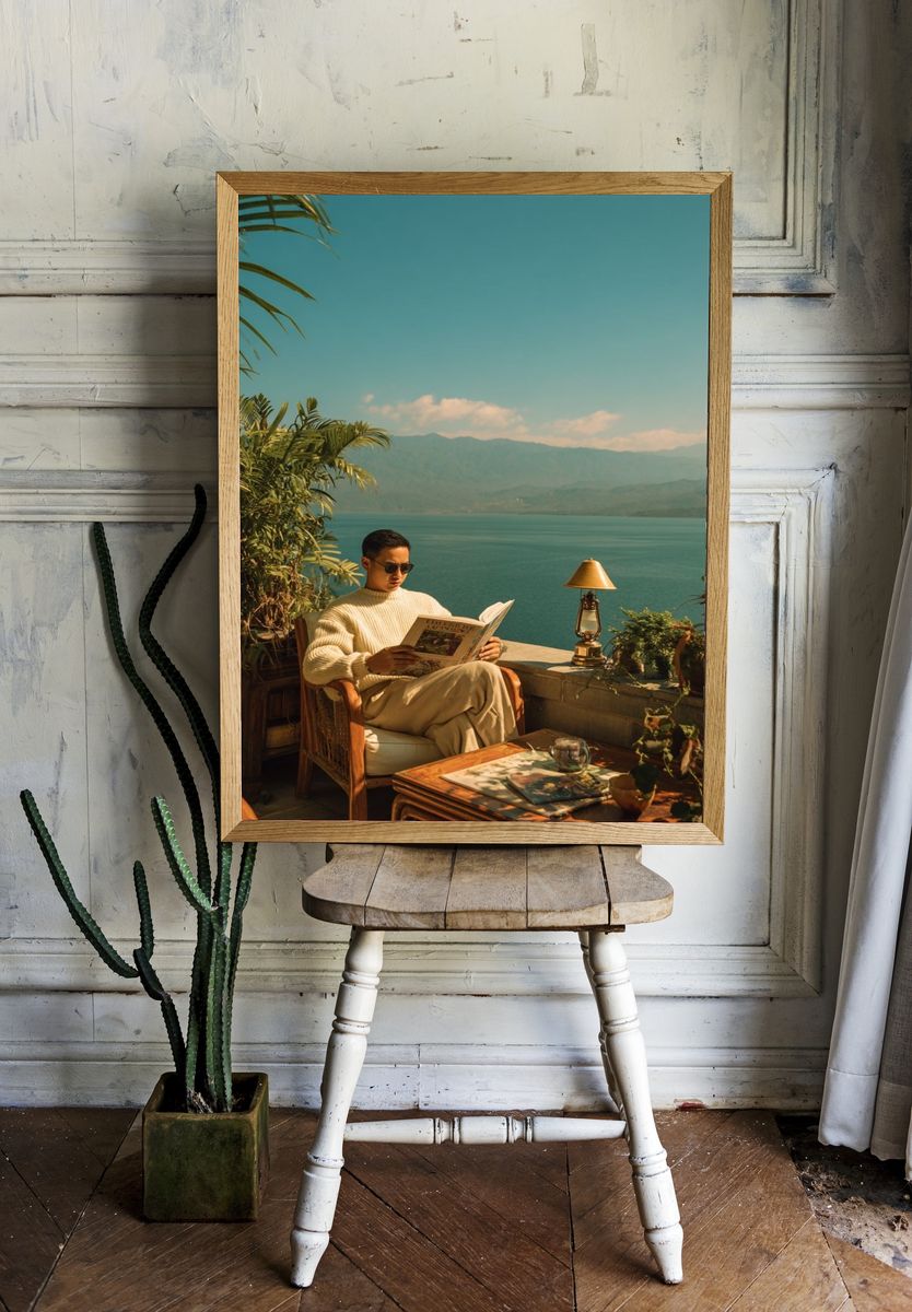 Lakeside Reading Retreat Photography Poster. room preview
