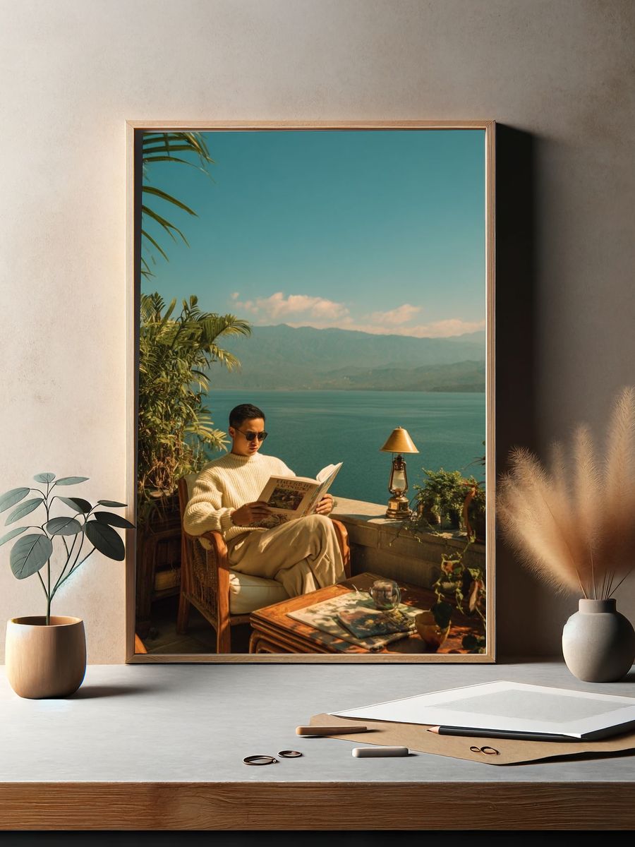 Lakeside Reading Retreat Photography Poster. — room view 2