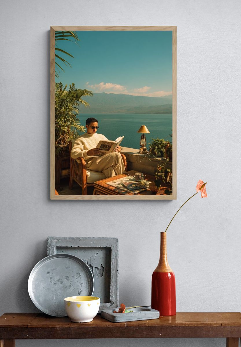 Lakeside Reading Retreat Photography Poster. — room view 3