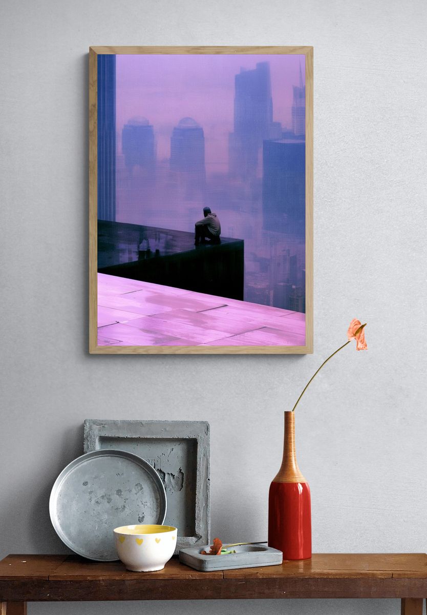 Dreamy City Rooftop Photography Poster. — room view 3