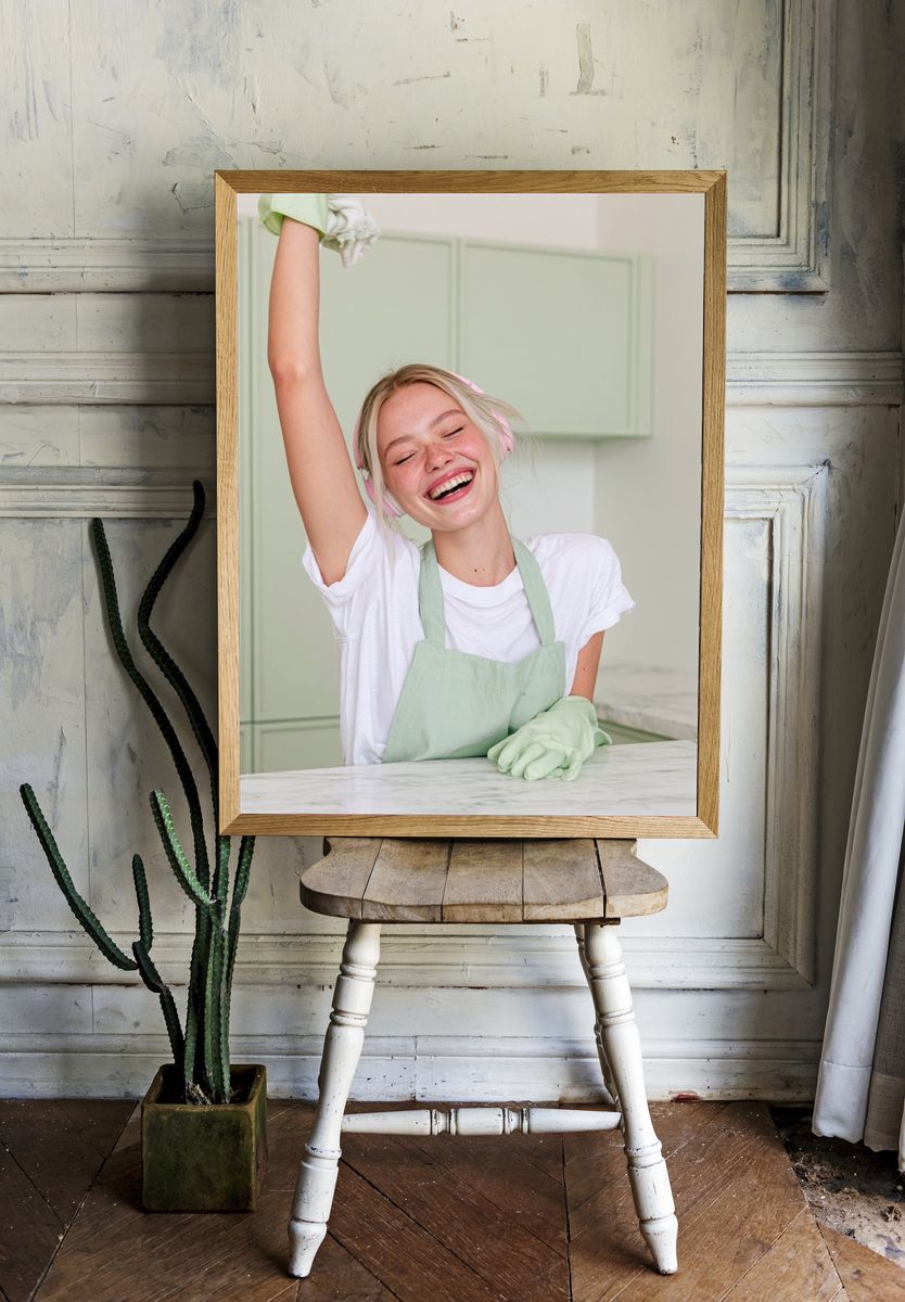 Joyful Kitchen Cleaning Photography Poster. room preview