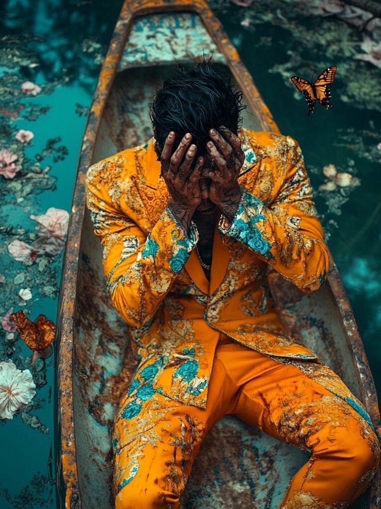Surreal Floral Boat Portrait Print. poster — photography art