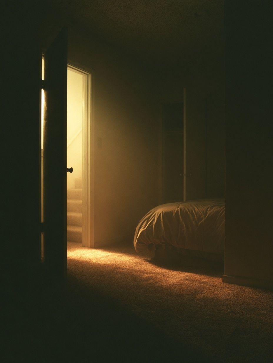 Moody Bedroom Doorway Photography Poster. poster detail