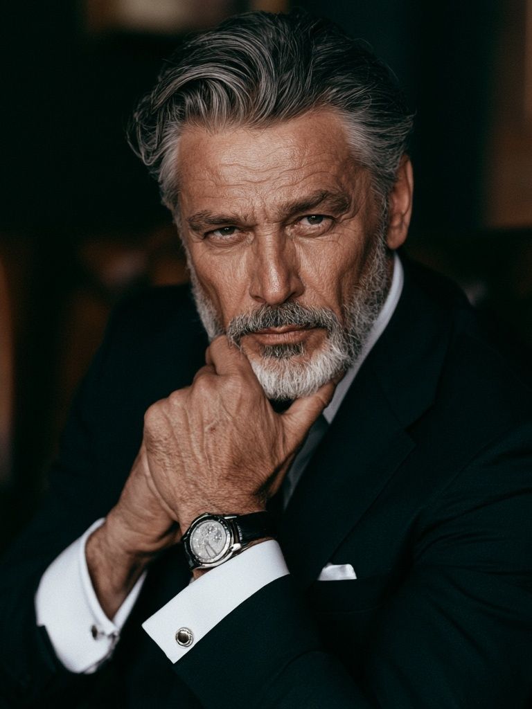 Silver-Haired Gentleman Portrait Print. poster — photography art