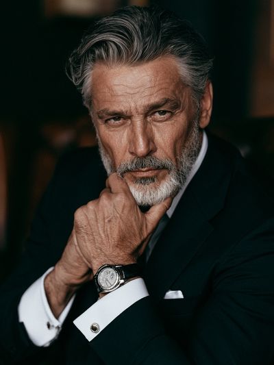 Silver-Haired Gentleman Portrait Print.