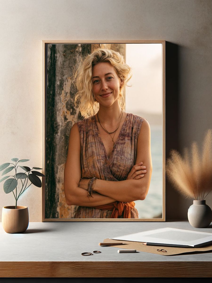 Sunlit Coastal Portrait Print. — room view 2