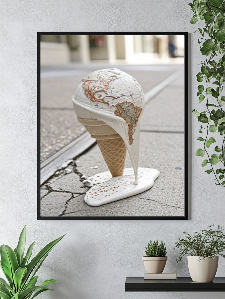 Melting Ice Cream Globe Photography Poster. — room view 4
