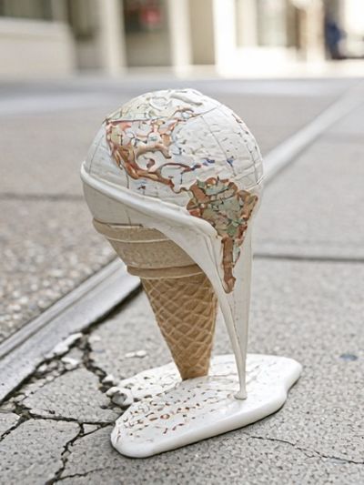 Melting Ice Cream Globe Photography Poster.