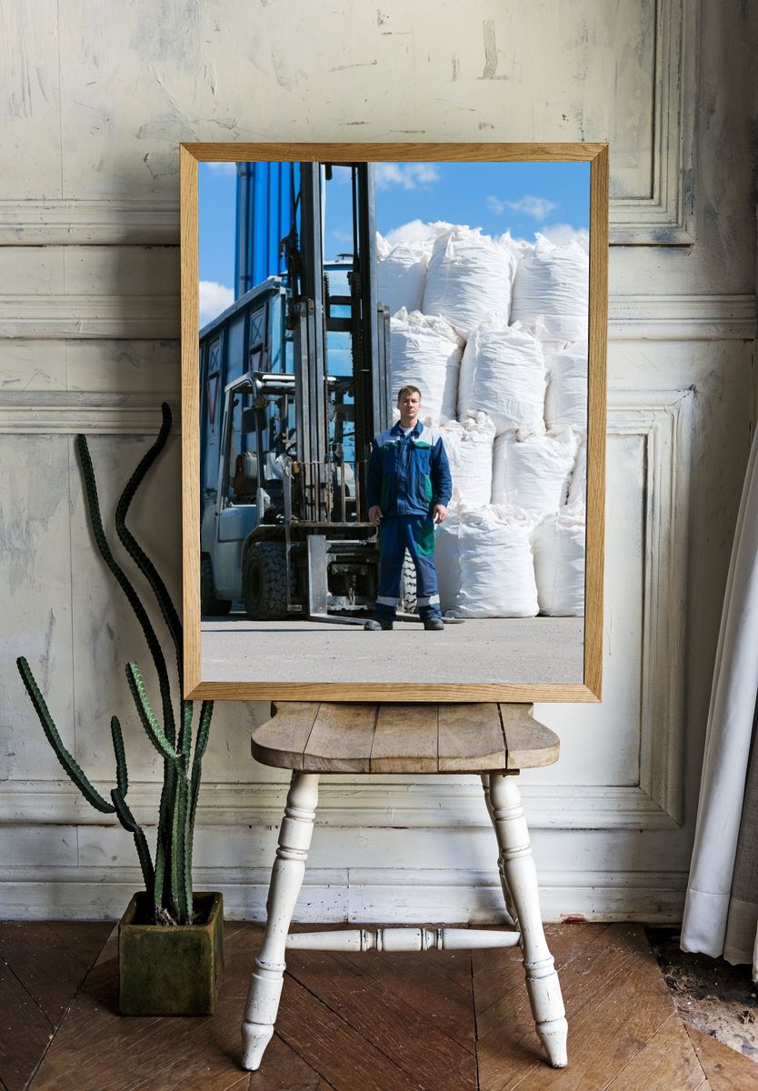 Industrial Forklift Yard Photography Poster. room preview